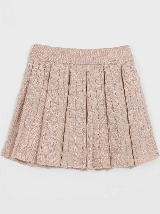 Pleated Knit Skirt & Twist Polo Sweater