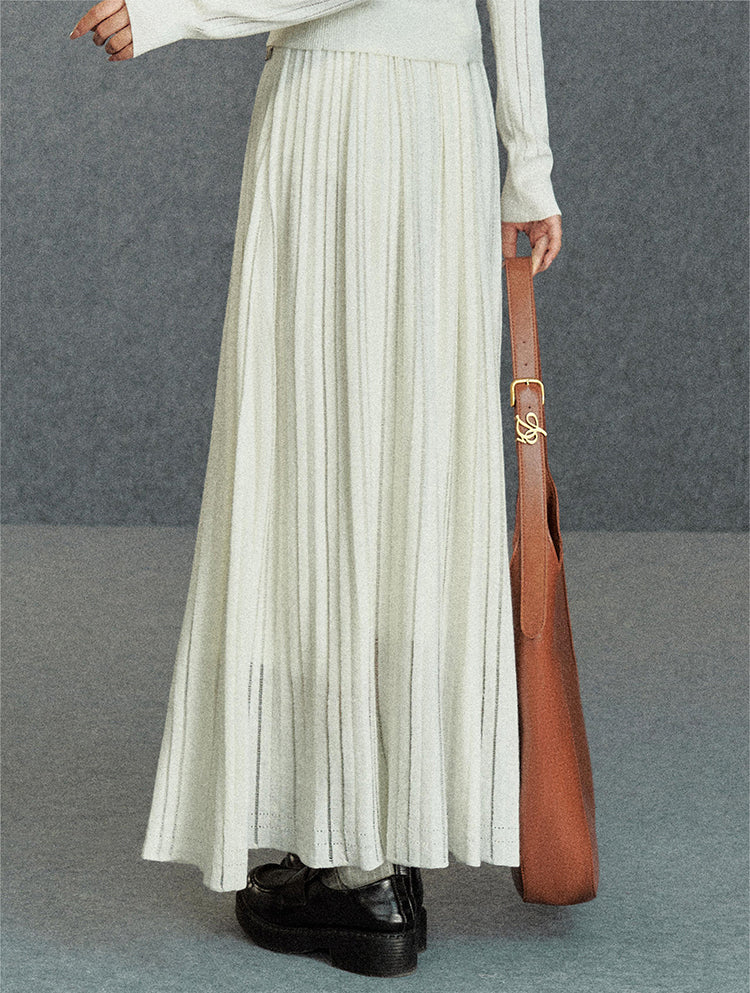 Ethereal Pleated Maxi Skirt: Timeless Elegance in Ivory