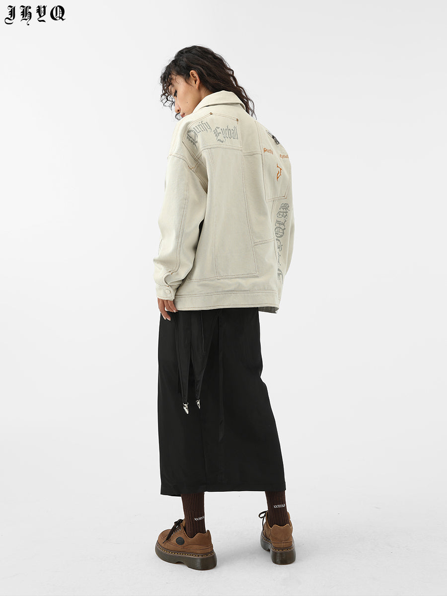 Short Jacket With Coil Buckle Lapel And Embroidery