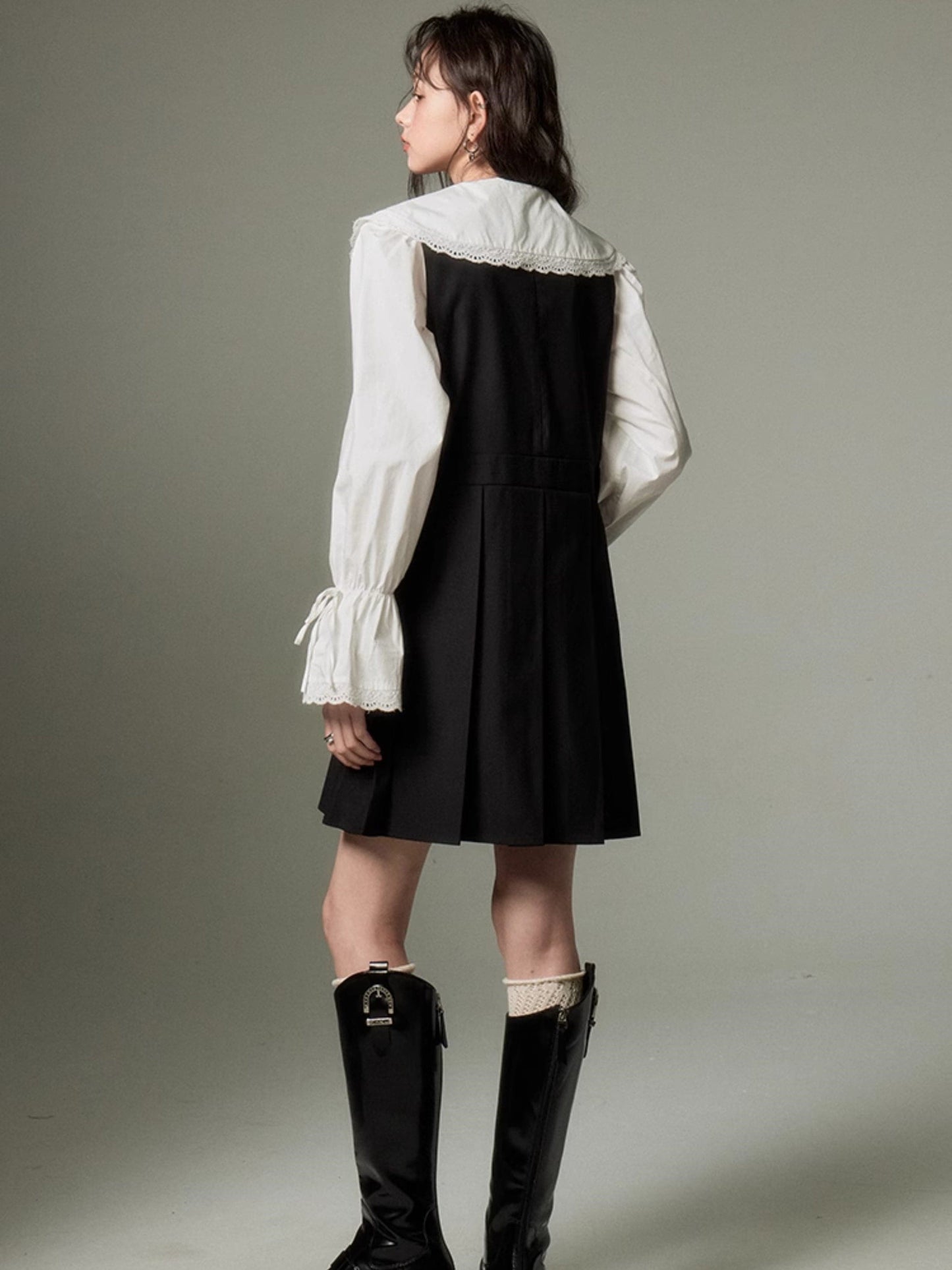 Sleeveless College Sense Bow Tie Jumpsuit Dress