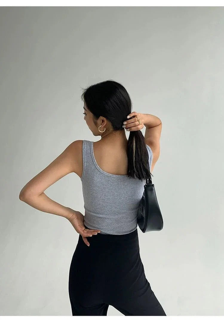 Summer Collection - Black Knitted Square Neck Camisole Top