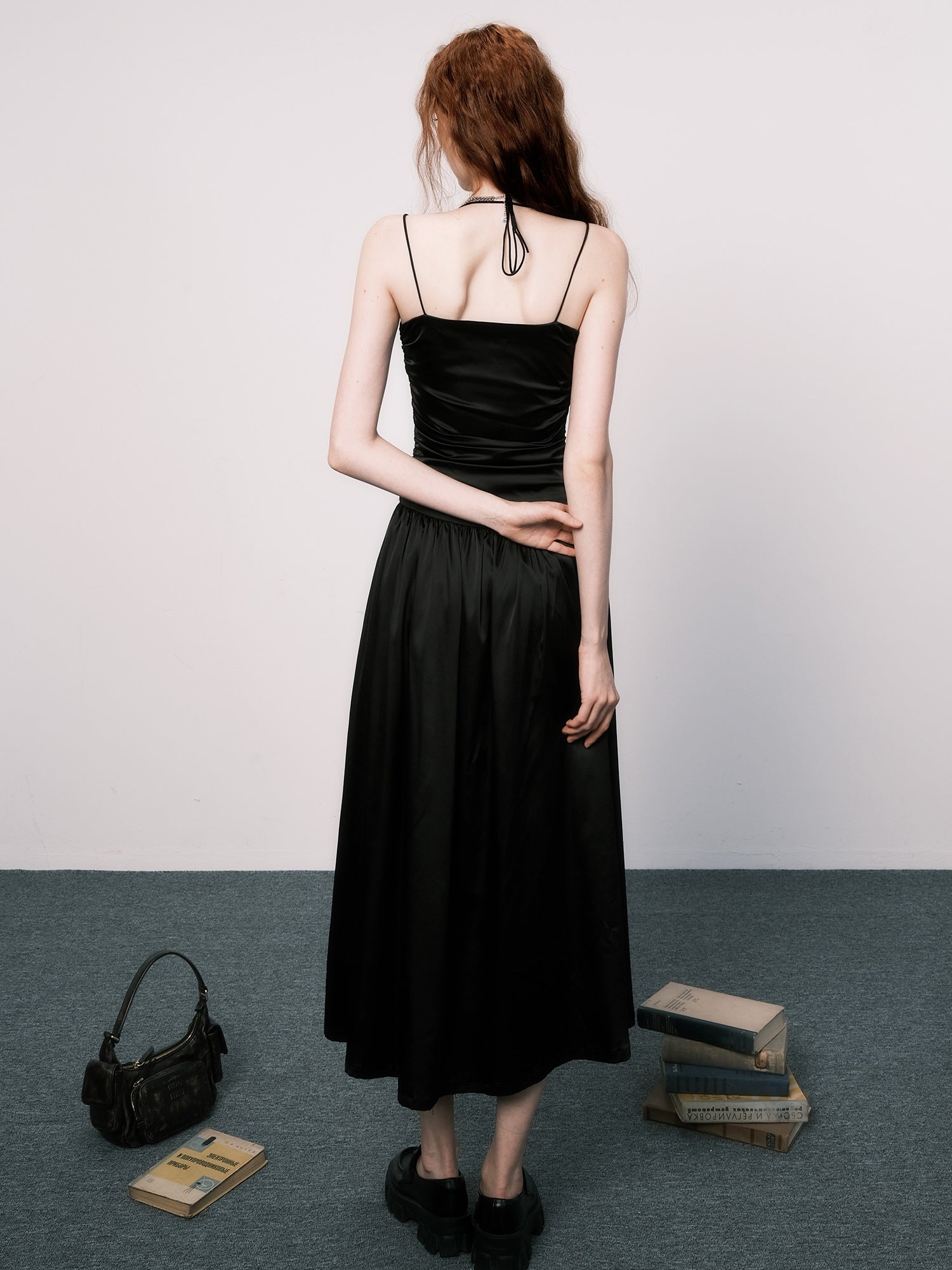 Elegant Backless Suspender Maxi Dress