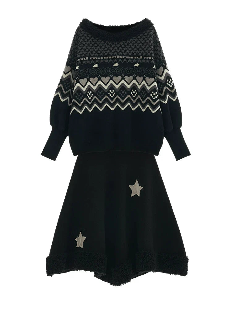 Star Vintage Pattern Sweater Set