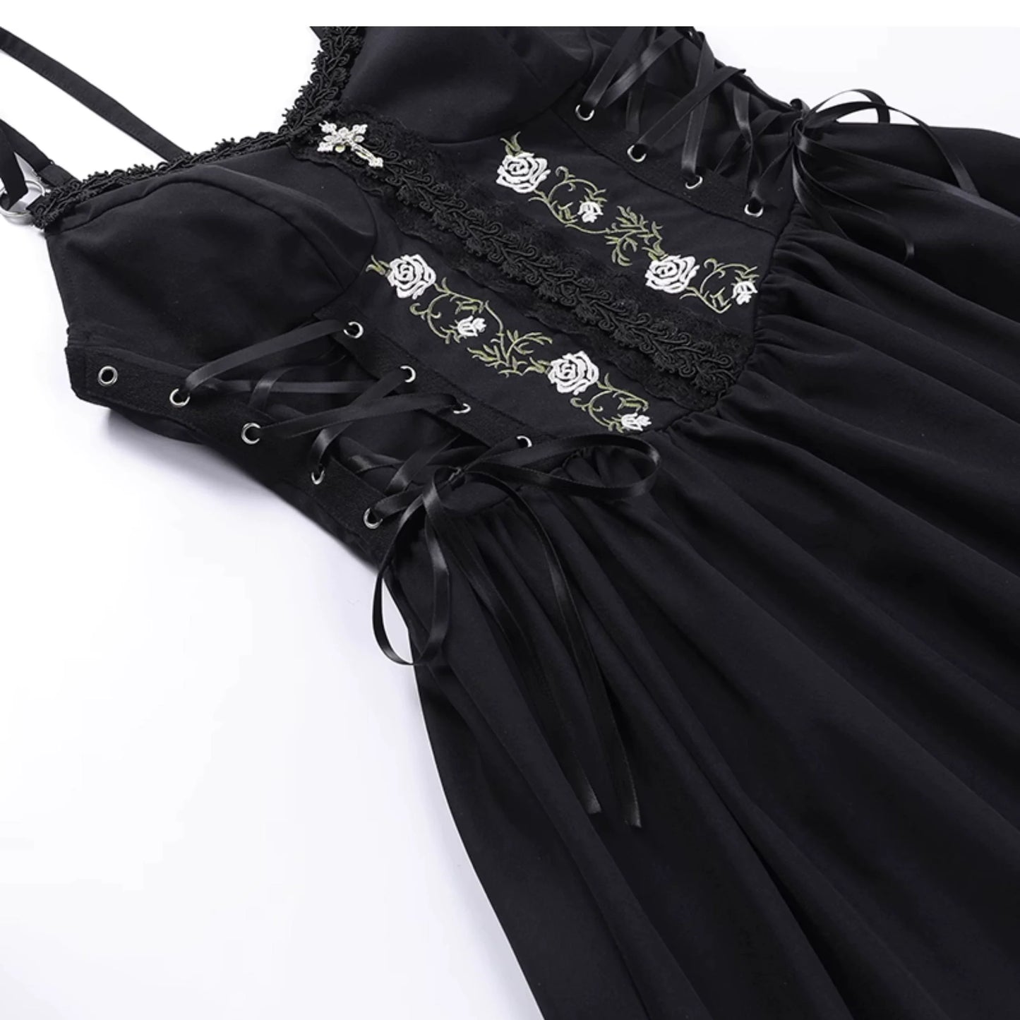 Wannathis Gothic Lolita Dress Set - Black Corset Mini Dress With Lace Bolero And Gloves