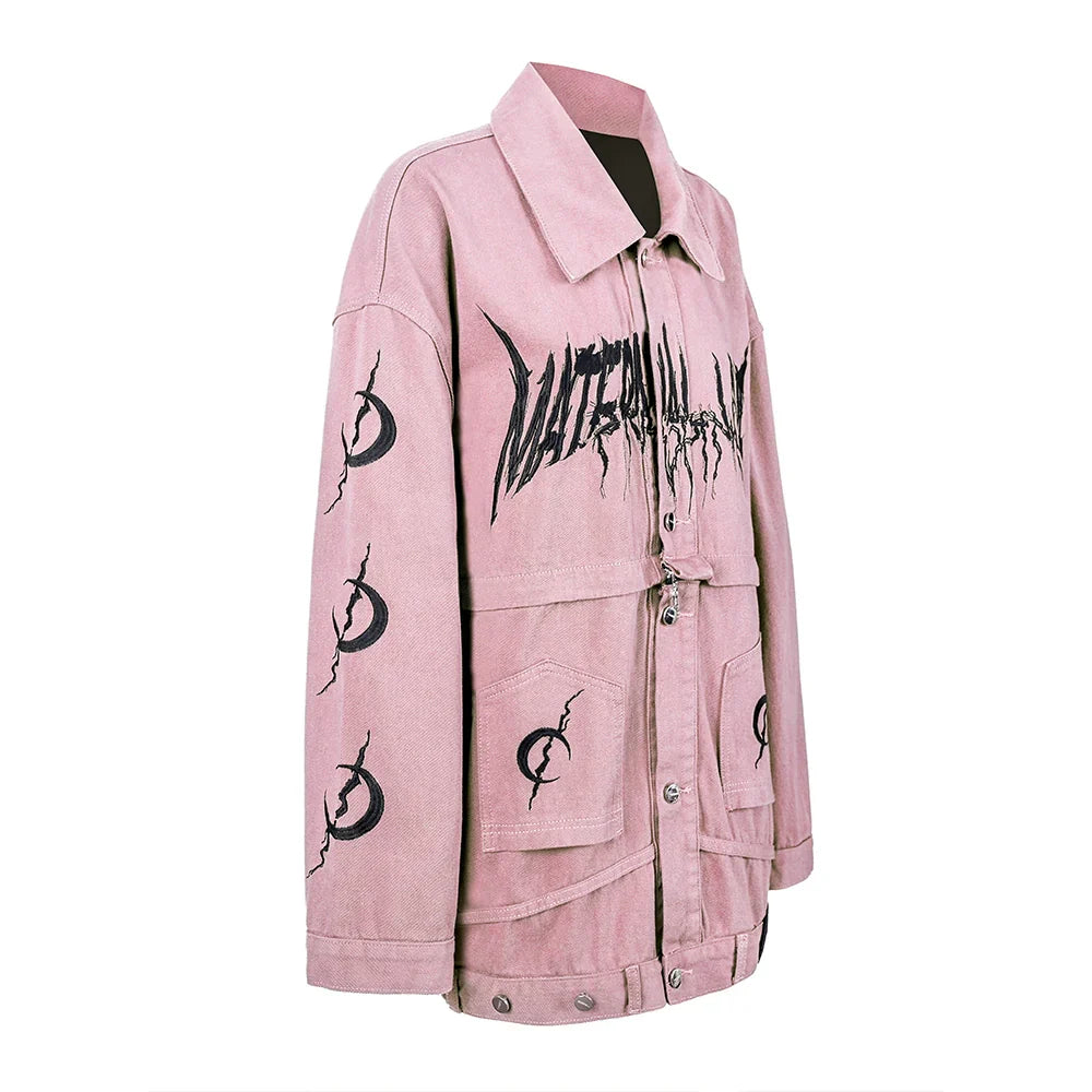 PINKSPINK Graffiti Oversized Utility Jacket - Lime Green and Pastel Pink