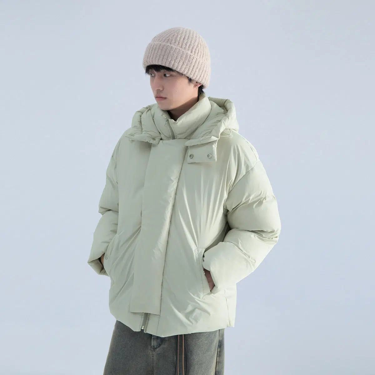 Thick Puffer Jacket In Solid Color