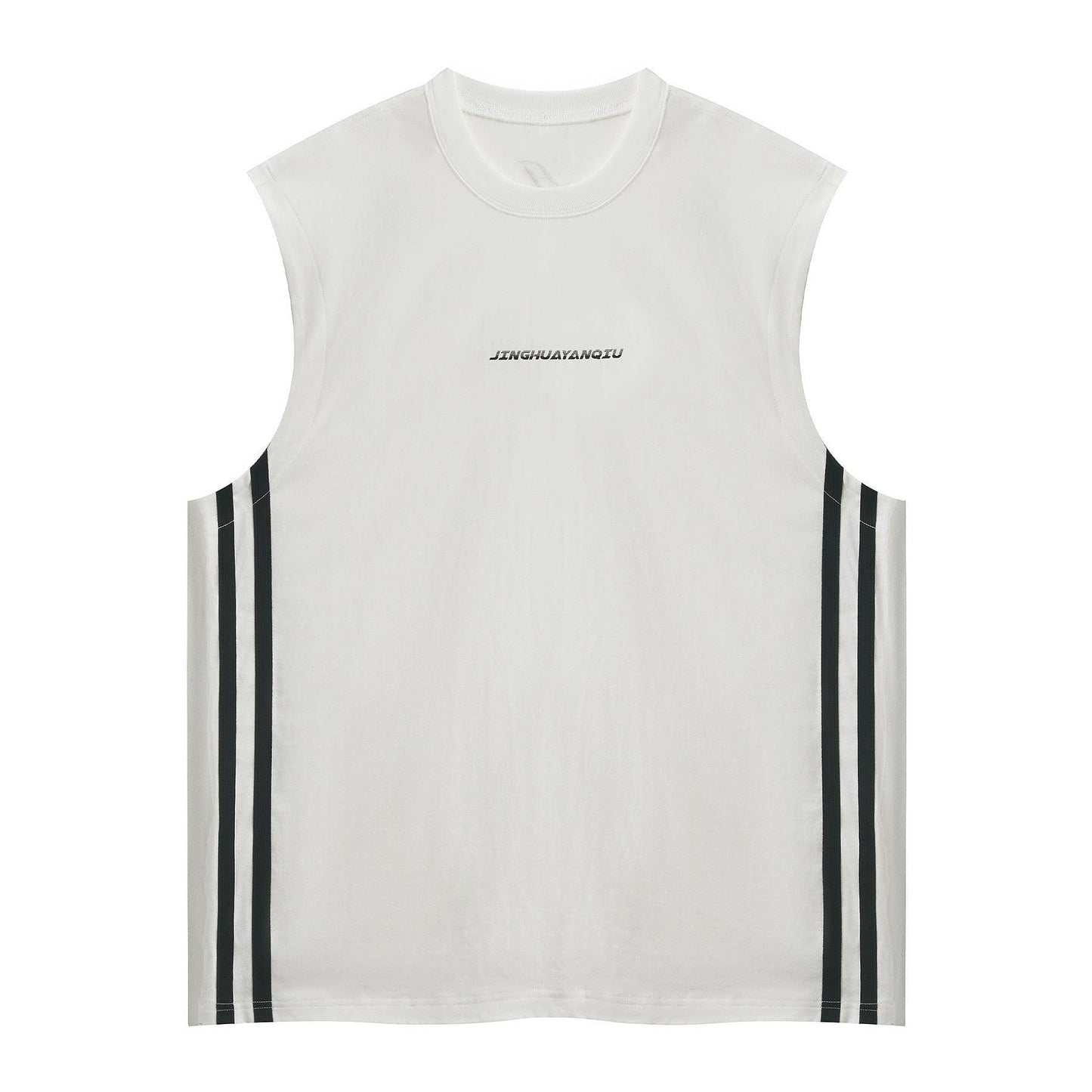 Sleeveless Tee With Side Stripes Vest