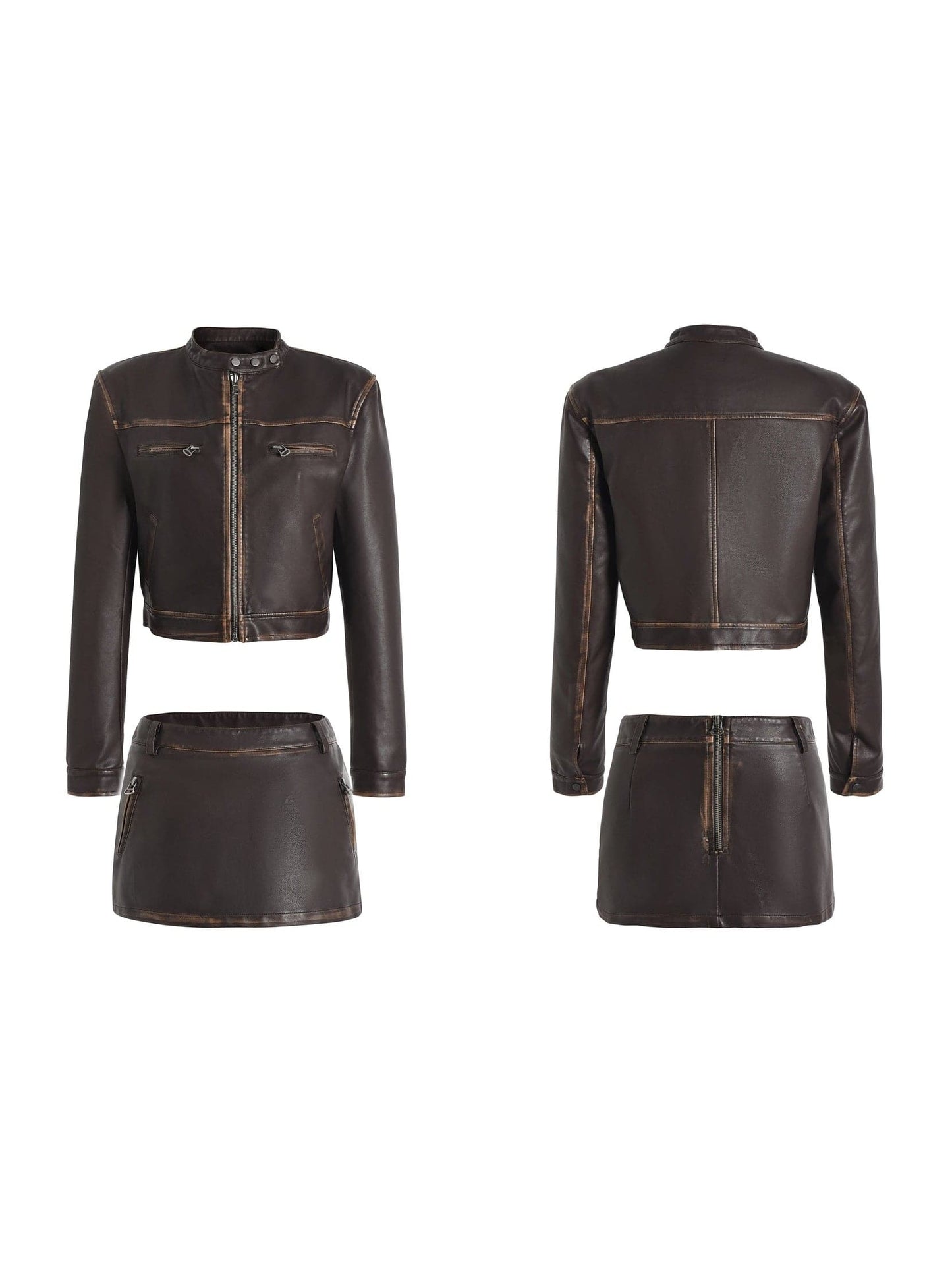 Vintage Leather Jacket & Micro Mini Skirt