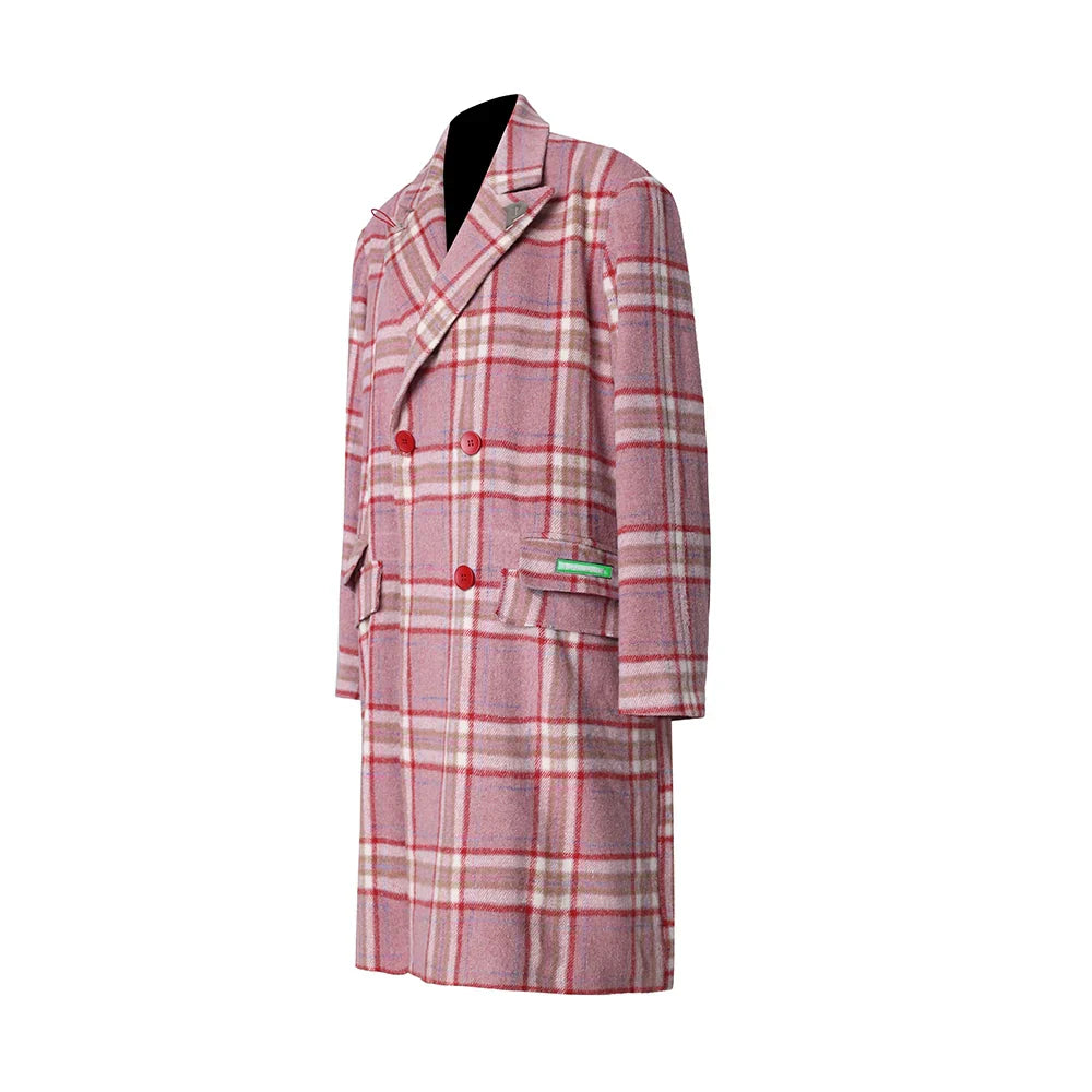 PINKSPINK Oversized Plaid Wool Coat - Dual Color Options