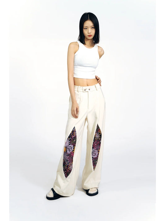 Firework Design Straight-Leg Pants