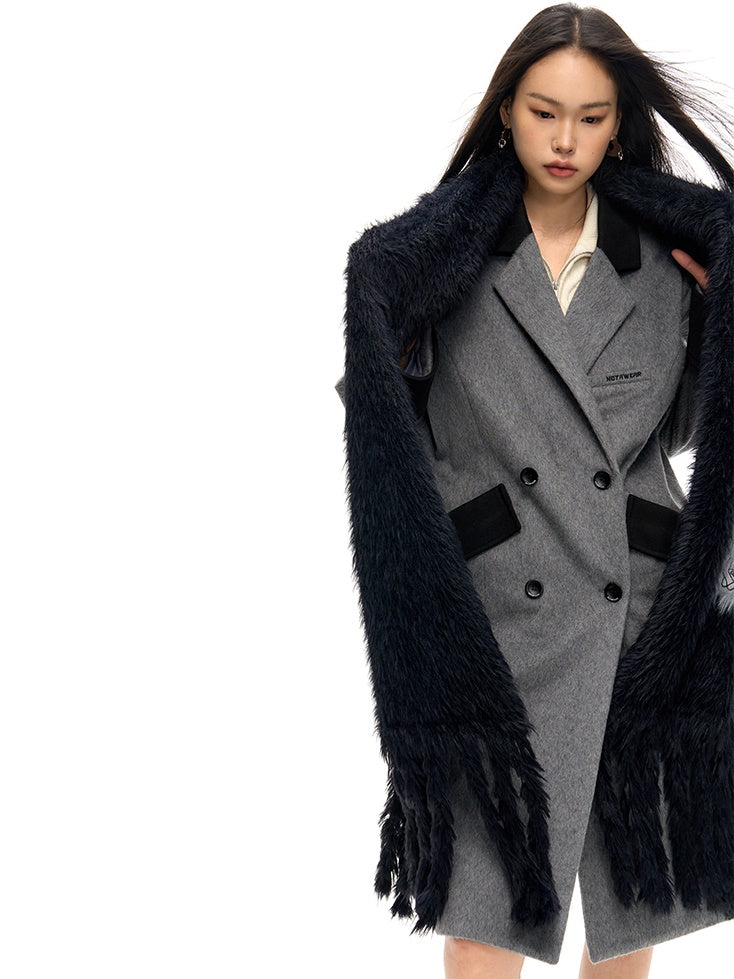 Retro Spliced Long Chester Coat