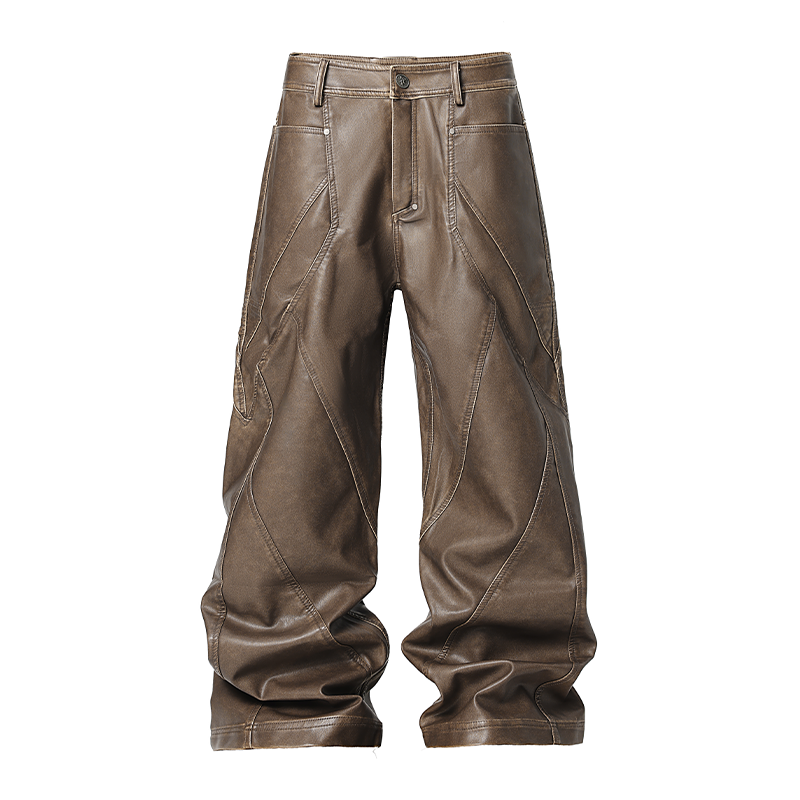 Retro Polyurethane Leather Motorcycle Pants