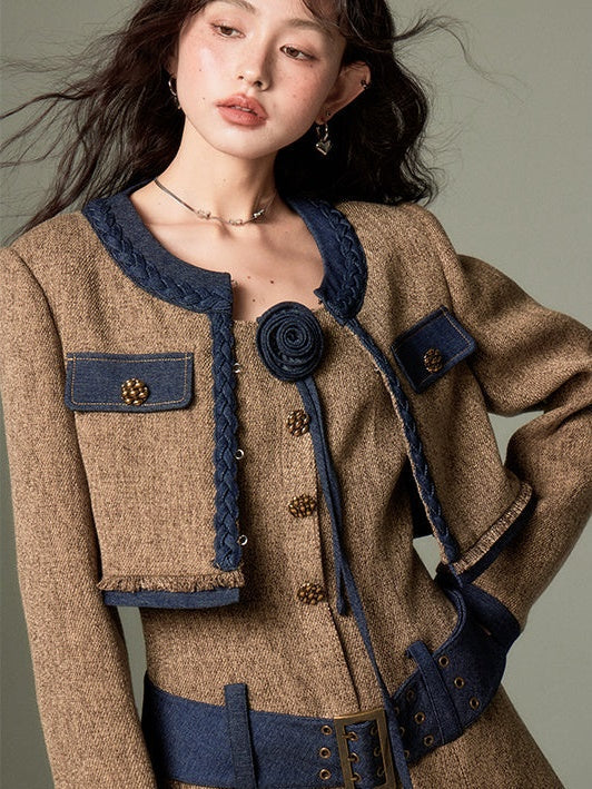 Tweed Short Jacket & Slip Skirt Combo