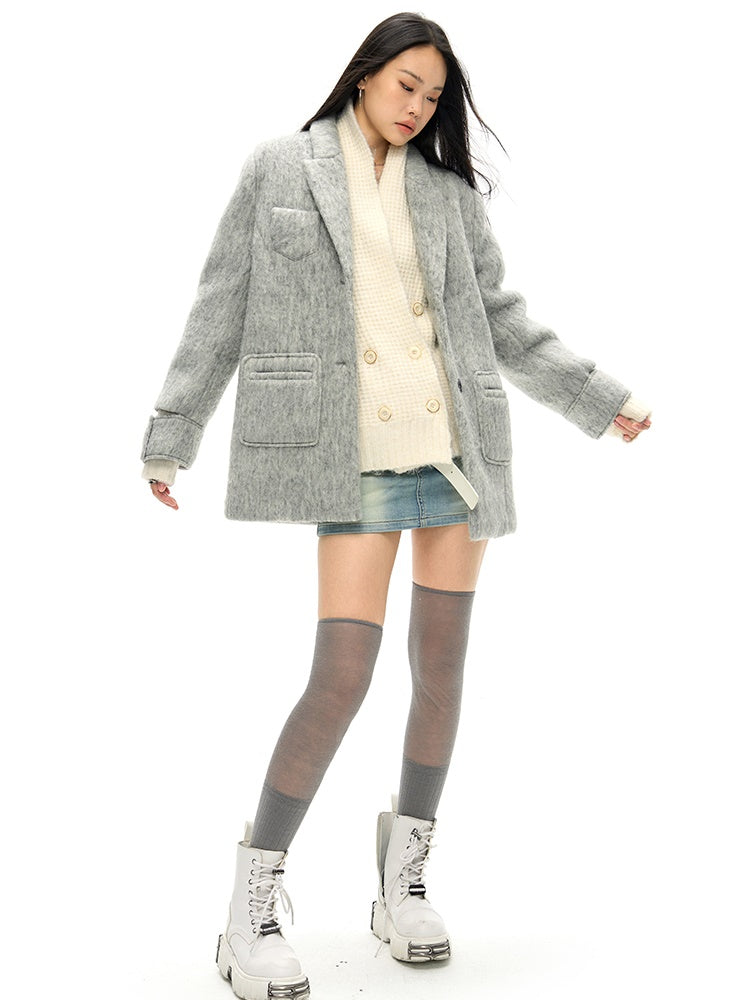 Wool Blend Oversize Jacket Coat