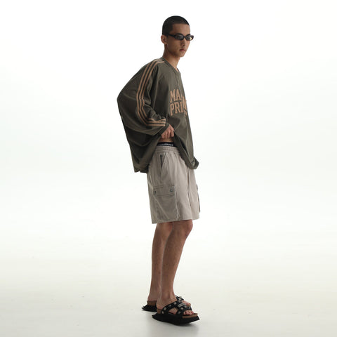 Cargo Shorts With Tie Waist And Double Pockets