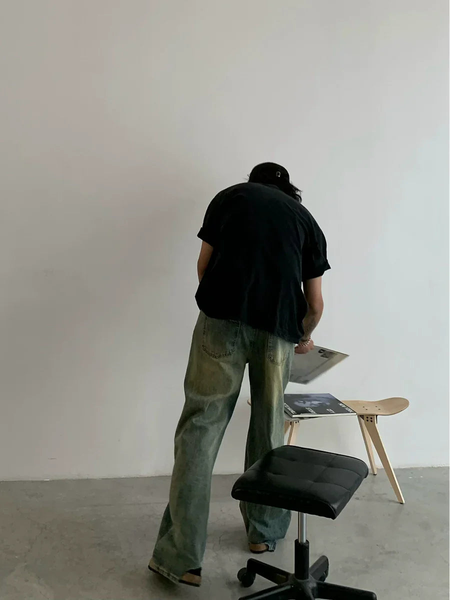 Retro Inpired Wide Leg Denim Jeans