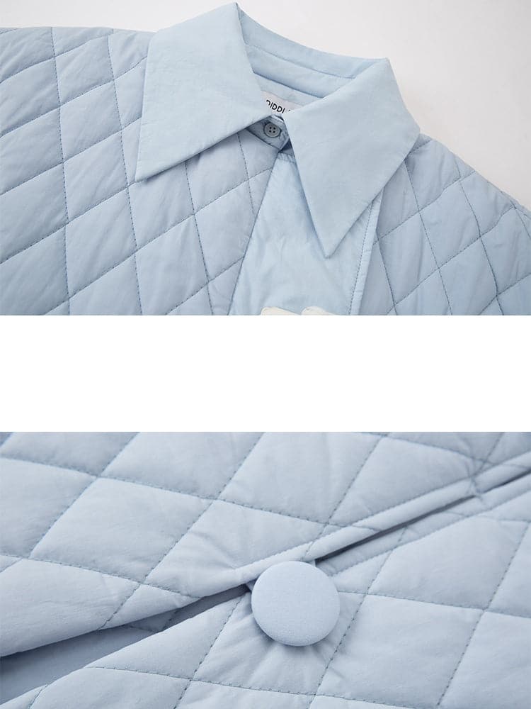 Rhombus Padded Leather Loop Jacket