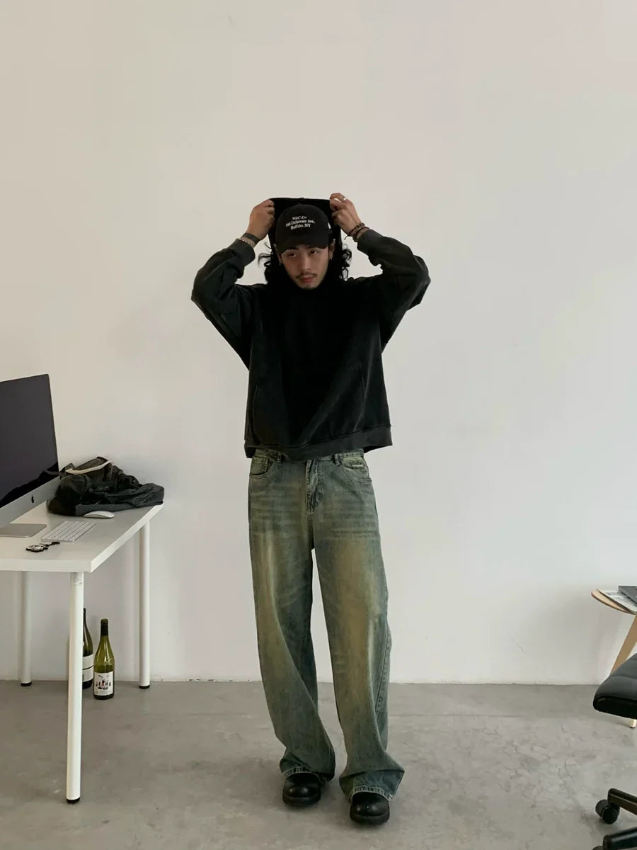 Retro Inpired Wide Leg Denim Jeans