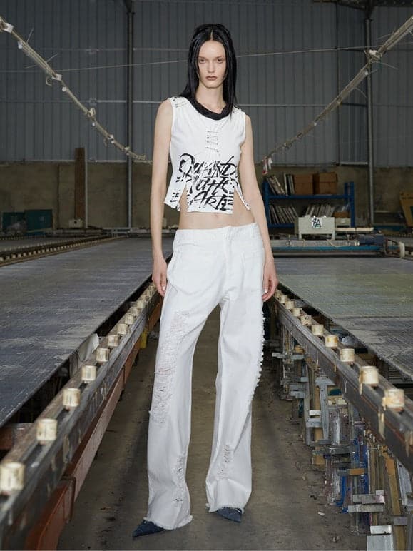 Ripped Denim Loose Fit Jeans