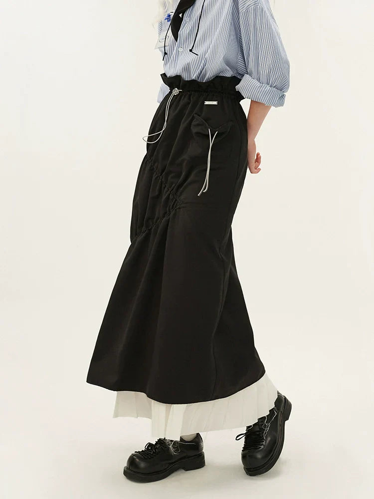 Stitched High-Waisted Temperament Long Skirt