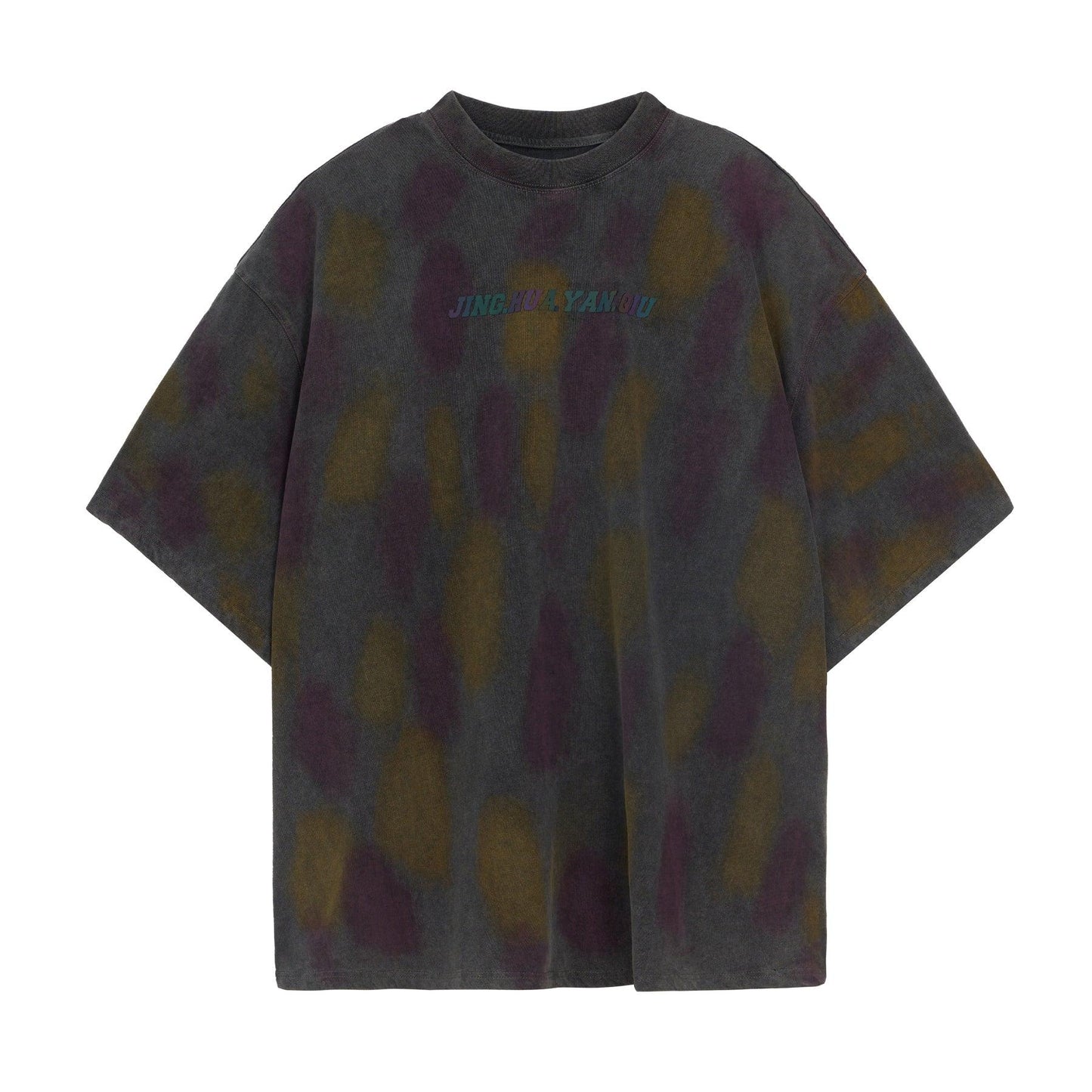 Polka Dot Dyed Tee With Washed Old Worn Effect