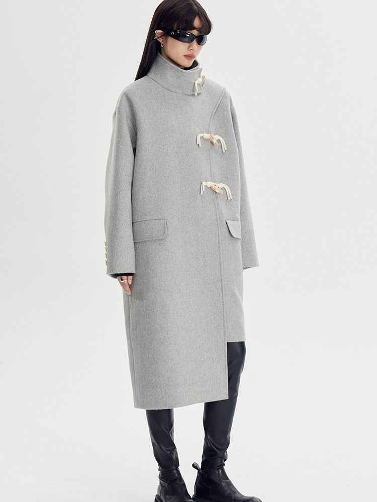 Woolen Coat With Horn Button