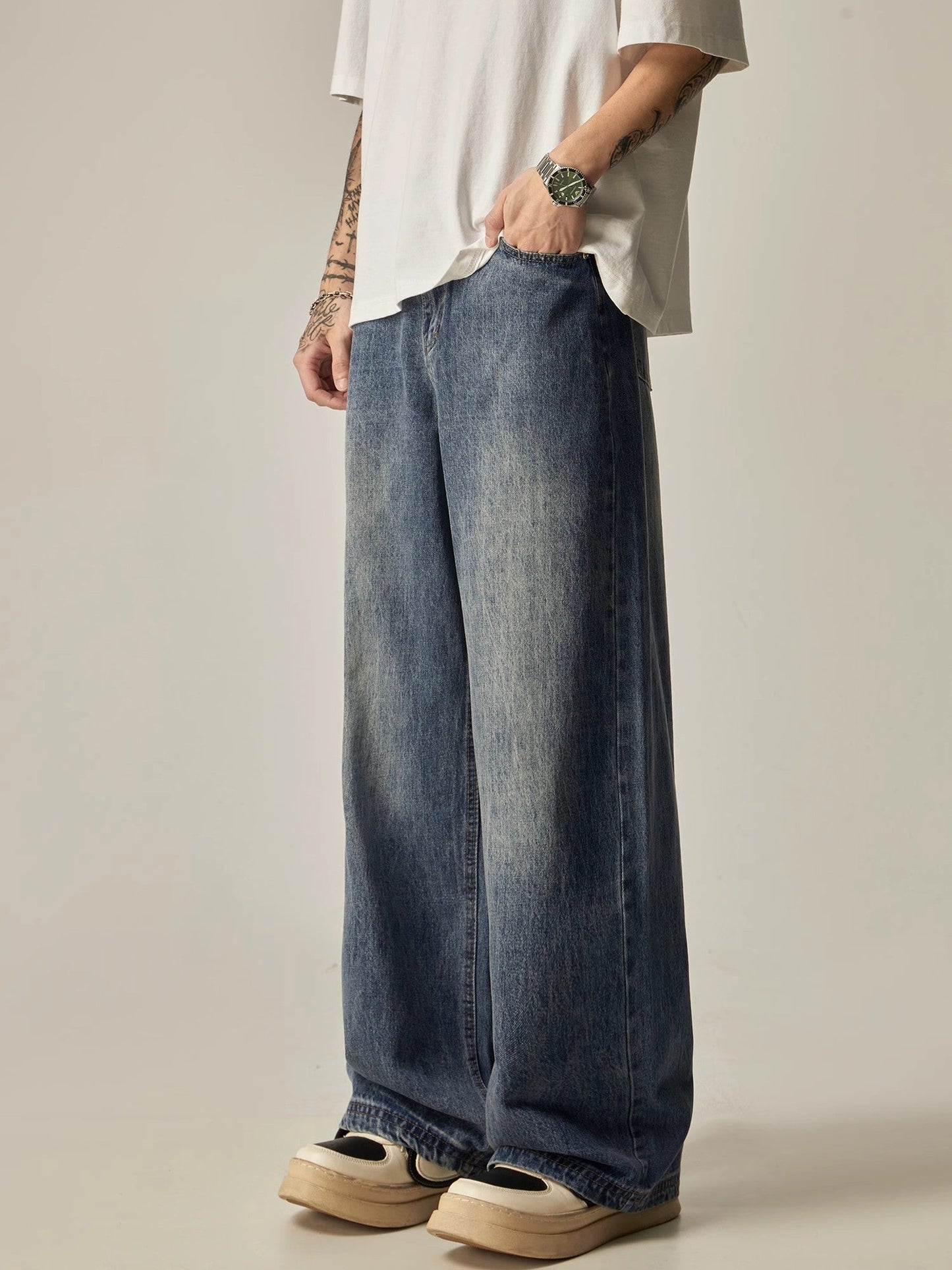 Retro Fade Ultra-Wide Leg Denim Jeans