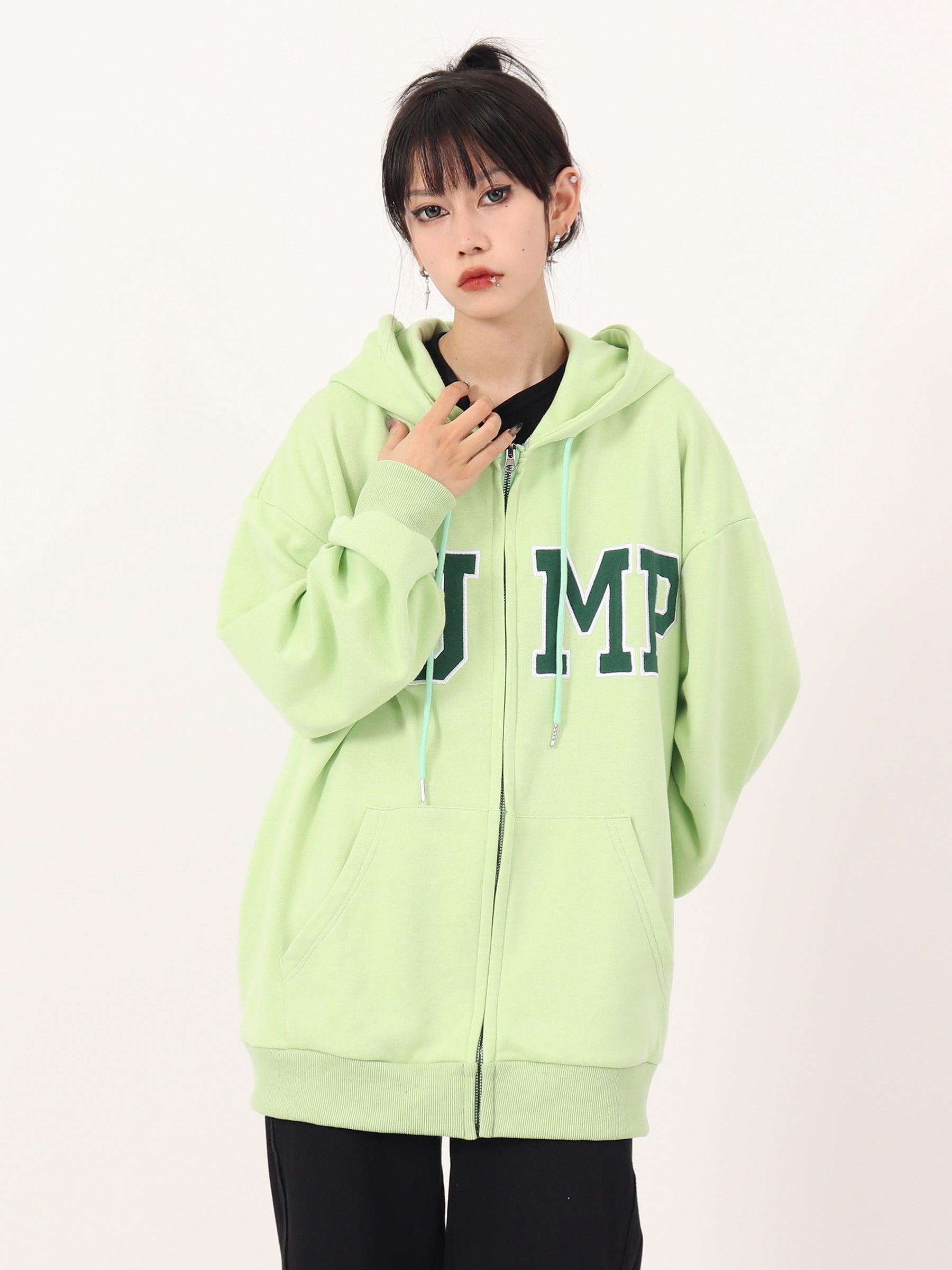 Casual Hoodie With Big Logo Zipper