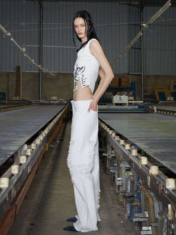 Ripped Denim Loose Fit Jeans