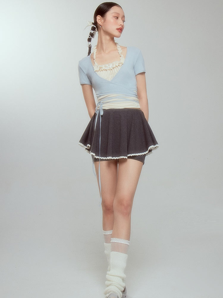 Two-Piece A-Line Skirt Pants