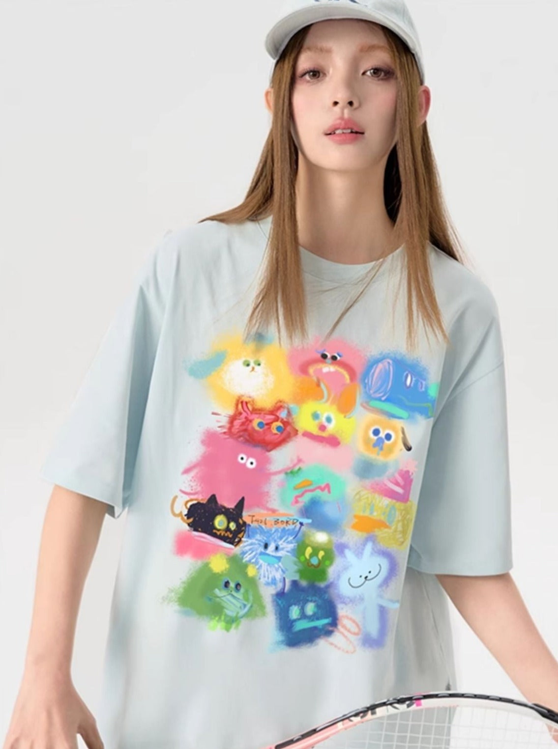T-Shirt With Gradient Cartoon Print