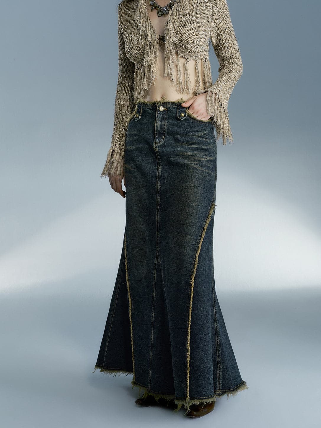 Mermaid Denim Maxi Skirt