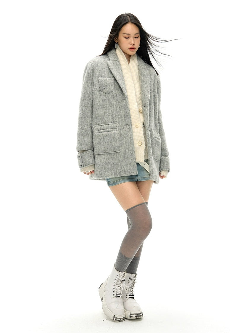 Wool Blend Oversize Jacket Coat