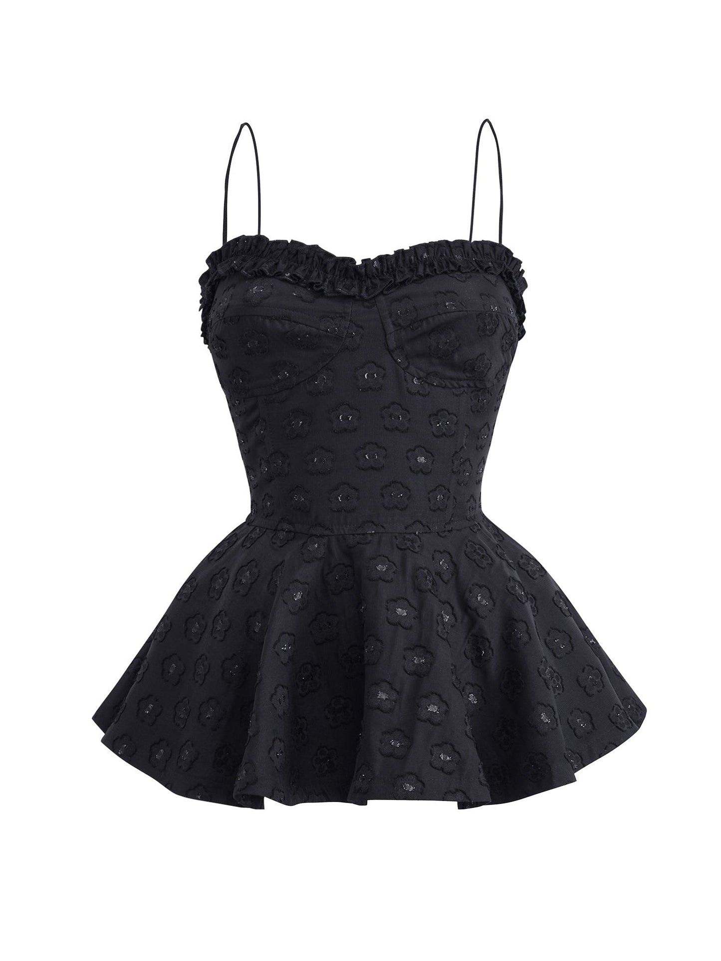 Noir Elegance Peplum Dress Set