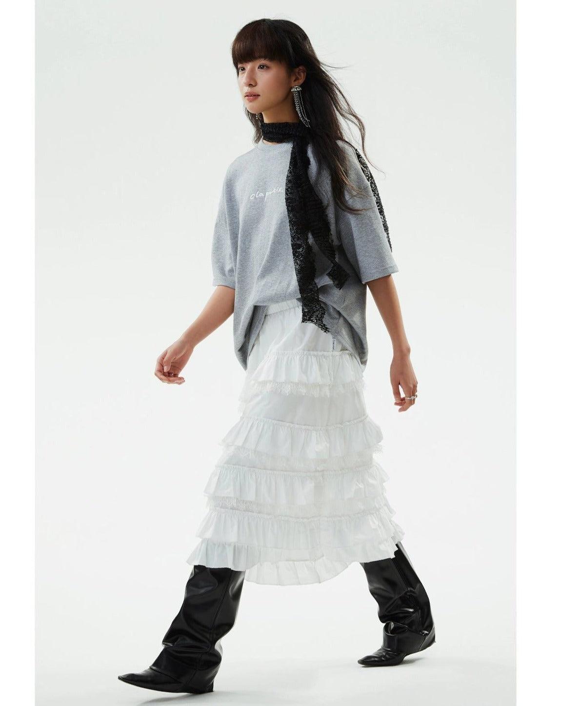 Ruffle Detail Long Skirt