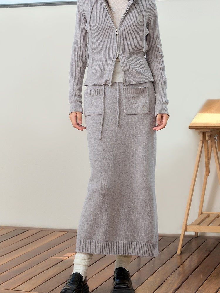 Relaxing Hooded Knitted Parka ï¼?Skirt ï¼?Pants