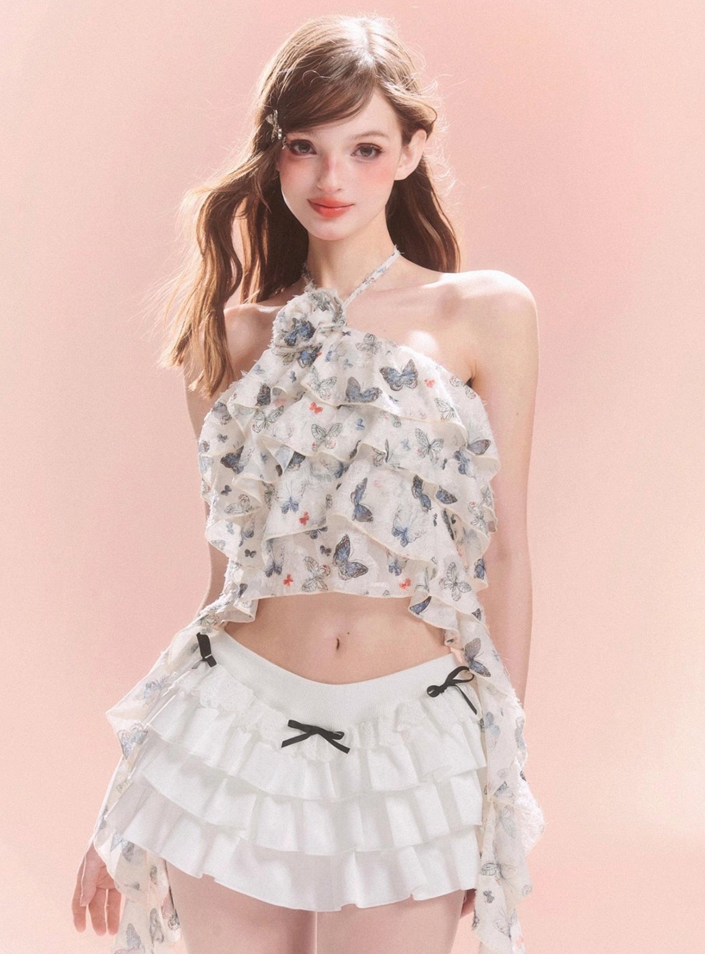 Elegant White Bow Mini Skirt With Slimming Fit