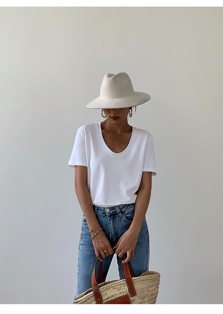 Summer Casual V-Neck White T-Shirt