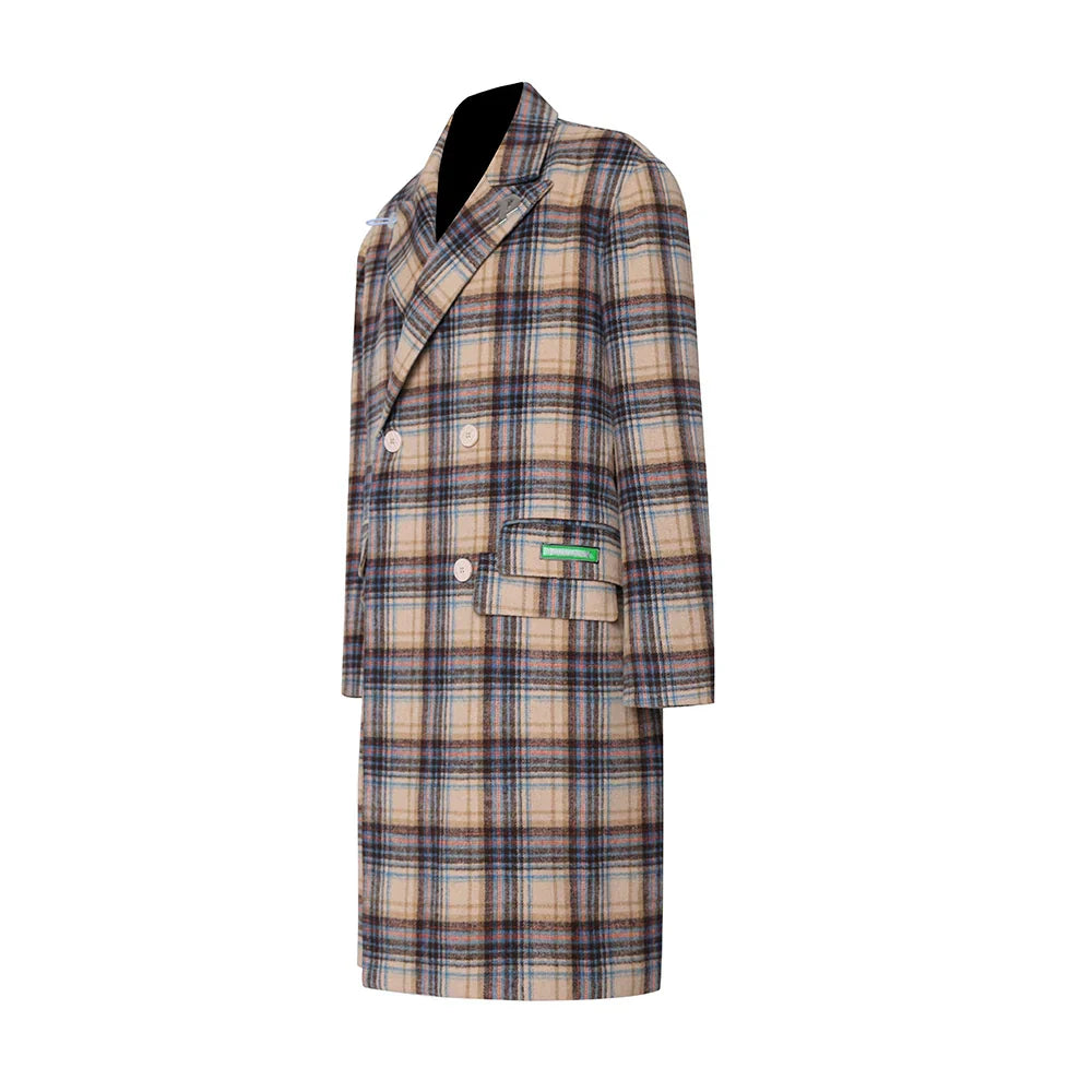 PINKSPINK Oversized Plaid Wool Coat - Dual Color Options