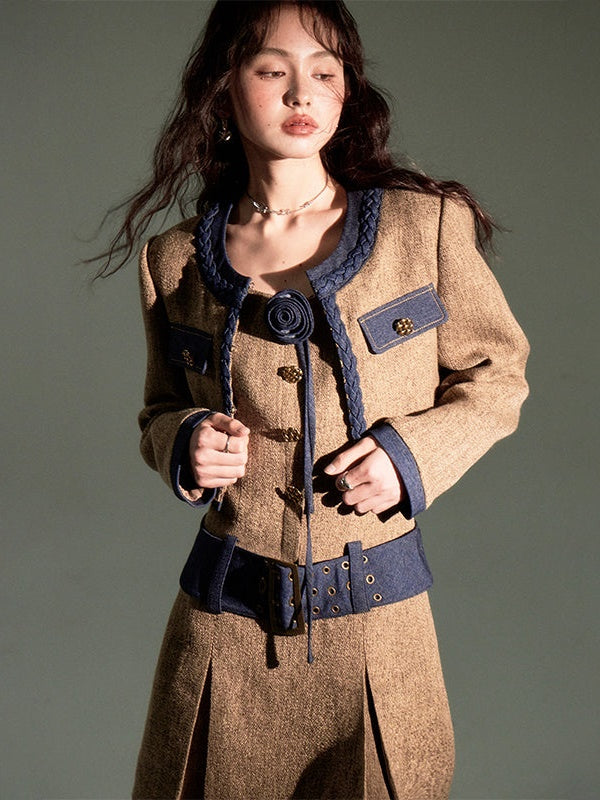 Tweed Short Jacket & Slip Skirt Combo