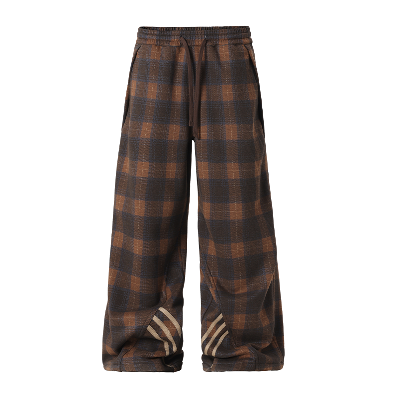 Sports Plaid Striped Paratrooper Pants