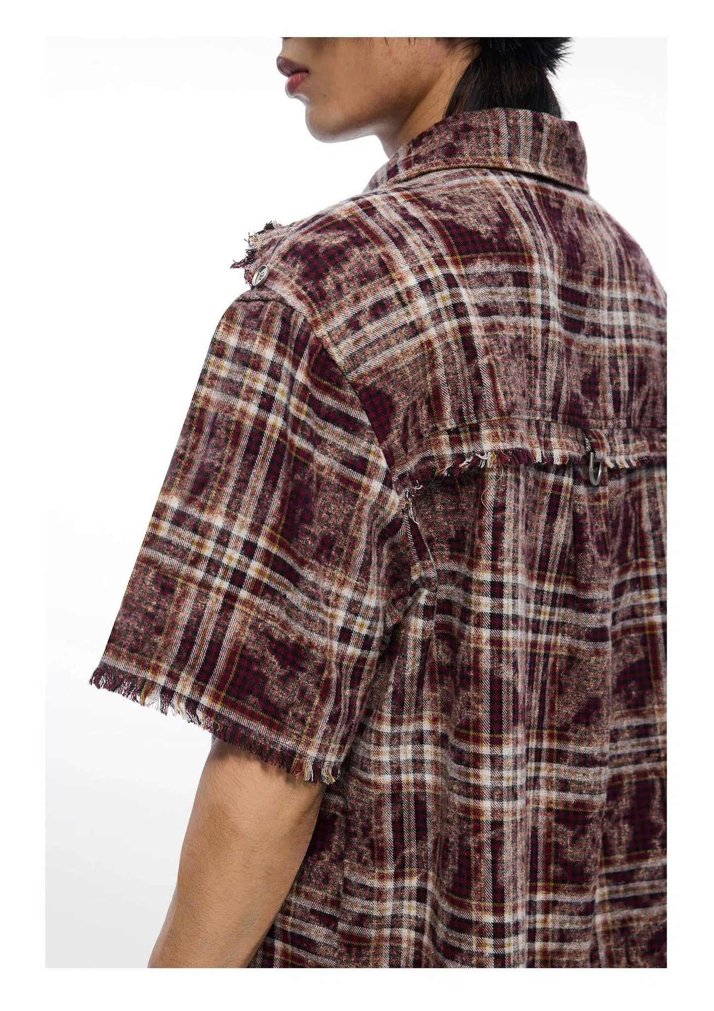 Raw Edge Plaid Shirt