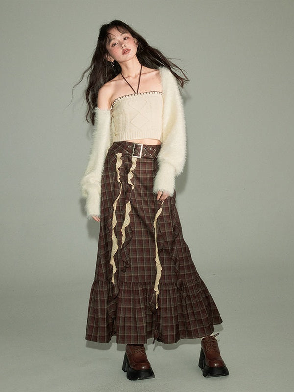 Plaid Frill Flounce Skirt