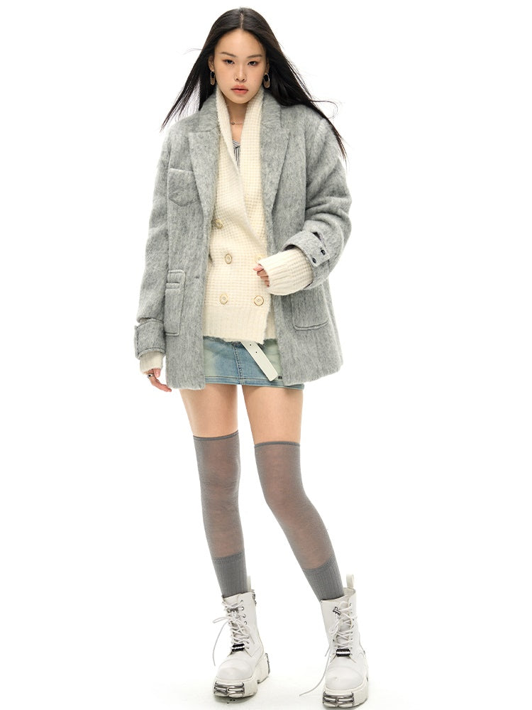 Wool Blend Oversize Jacket Coat