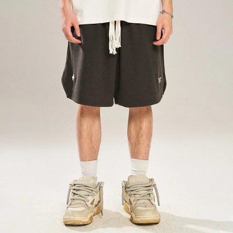 Drawstring Shorts With Distressed Look