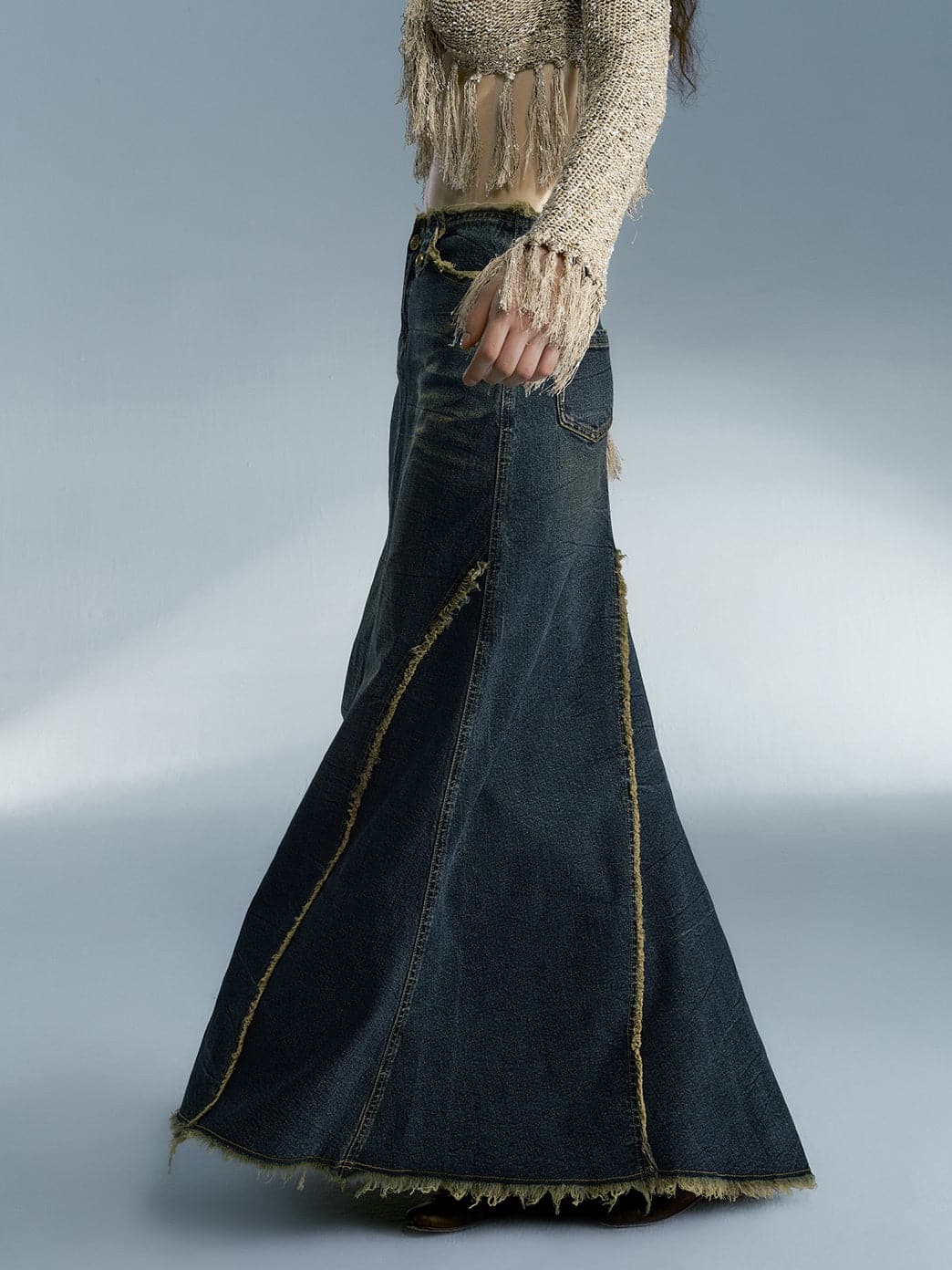 Mermaid Denim Maxi Skirt