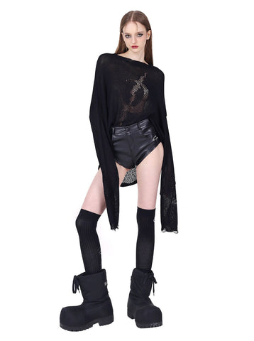 PINKSPINK Edgy Faux Leather Shorts - Jet Black