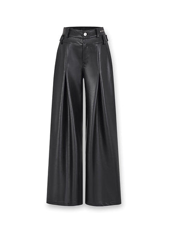 Pu Leather Loose Wide-Leg Casual Pants