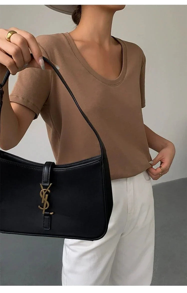 Summer Casual V-Neck White T-Shirt