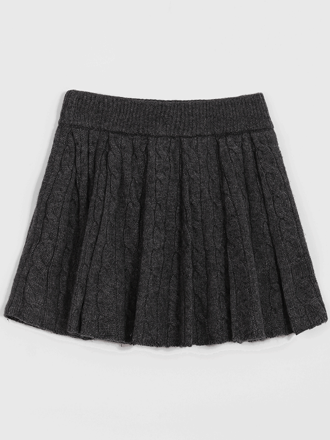 Pleated Knit Skirt & Twist Polo Sweater